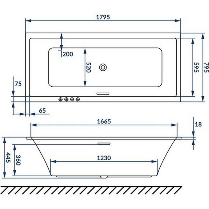 Ванна гидромассажная Excellent Heaven Slim "SMART" WAEX.HEV18S.SMART.GL 180x80 (золотой, белый), каркас, слив-перелив